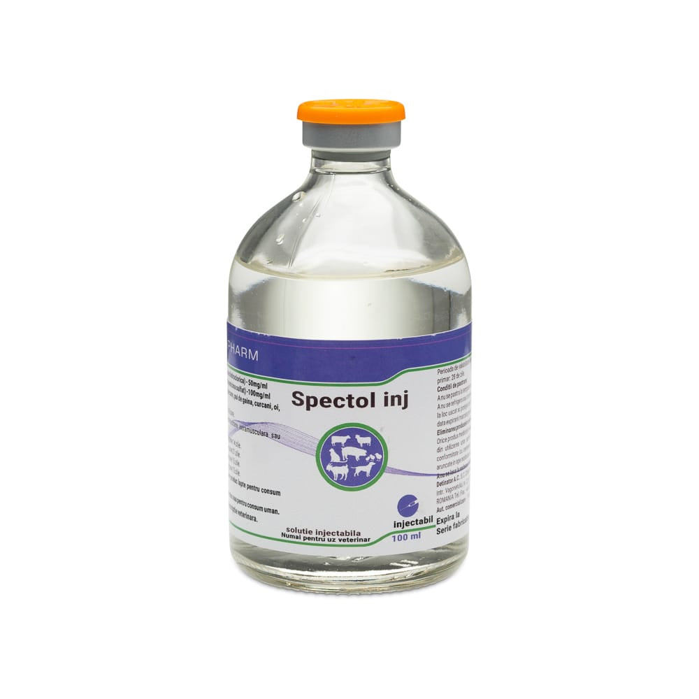 SPECTOL – ÉQUIVALENT LINCO-SPECTIN – SOLUTION INJECTABLE POUR PORCS, VEAUX NON SEVRÉS, POUSSINS, DINDES, OVINS, CAPRINS, CHIENS ET CHATS
